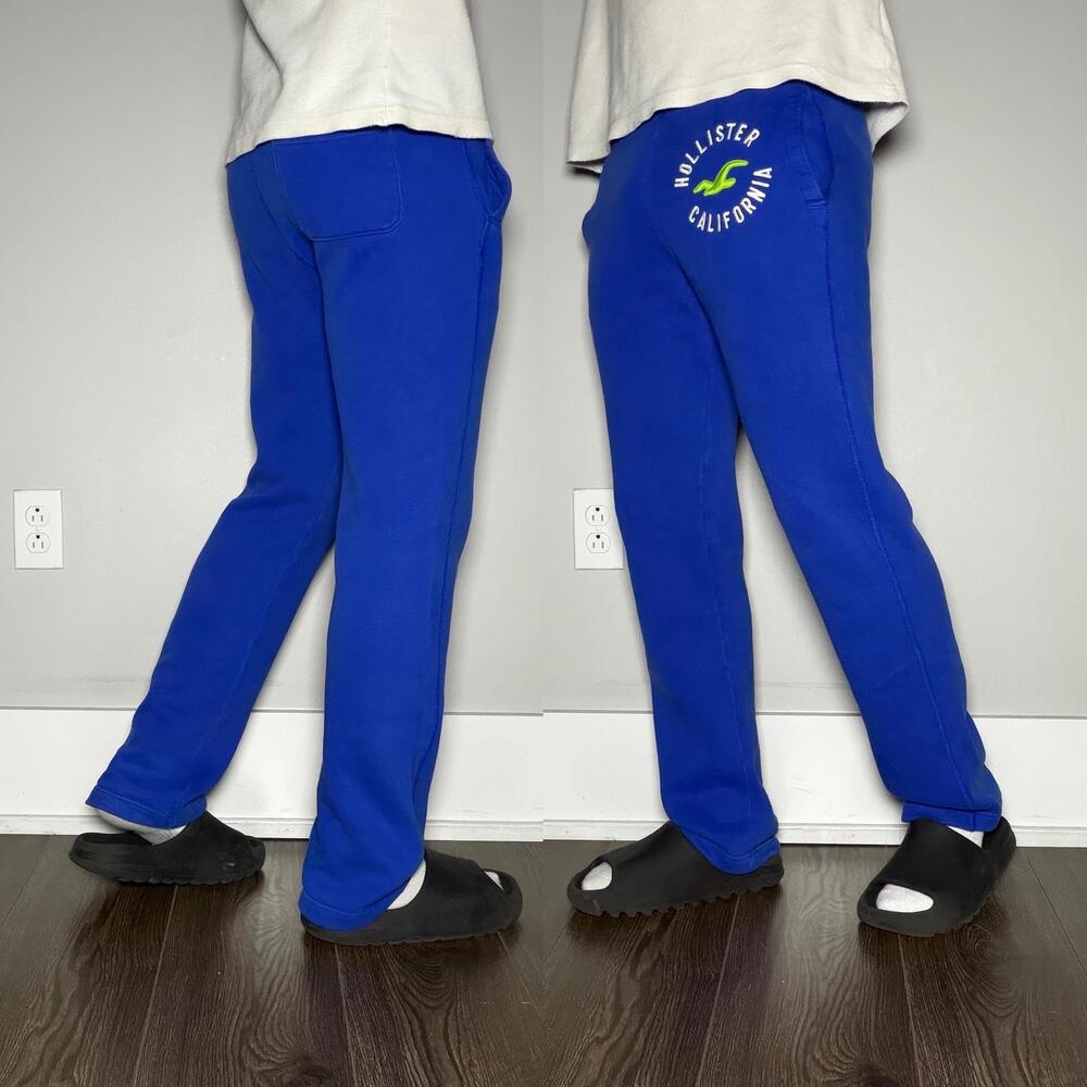 Y2K Baggy Hollister Sweatpants Blue Mens XS Fleece California Logo Lounge